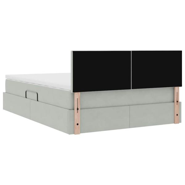 Bett mit LED-Lichtleisten Hellgrau 140 x 190 cm Samt