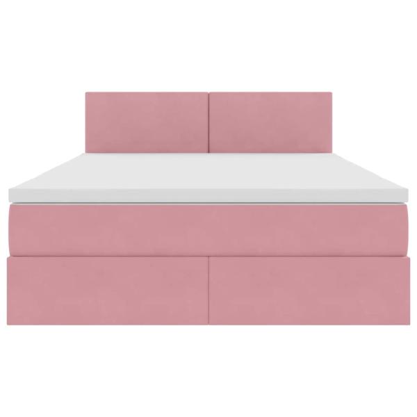 Bett mit LED-Lichtleisten mit Kopfteil Rosa 140 x 200 cm Samt