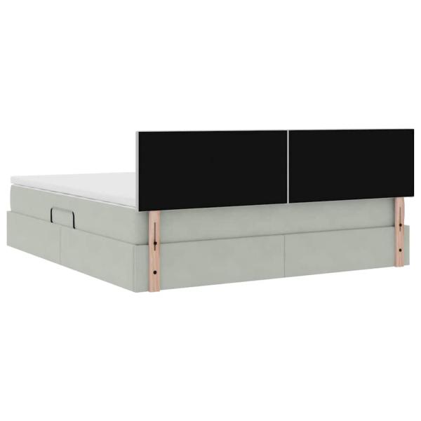 Bett mit LED-Lichtleisten Hellgrau 180 x 200 cm Samt