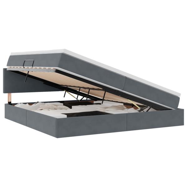 ARDEBO.de - Bett mit LED-Lichtleisten Dunkelgrau 200 x 200 cm Samt