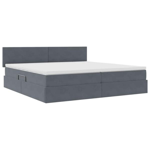 LED-Speicherbett mit Matratze Dunkelgrau 200 x 200 cm Samt
