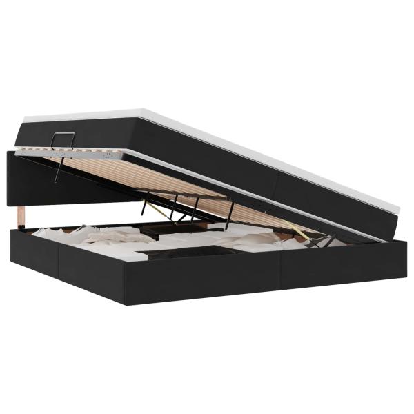 Bett mit LED-Lichtleisten Schwarz 200 x 200 cm Samt