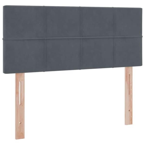 Bett mit LED-Lichtleisten Dunkelgrau 120 x 200 cm Samt