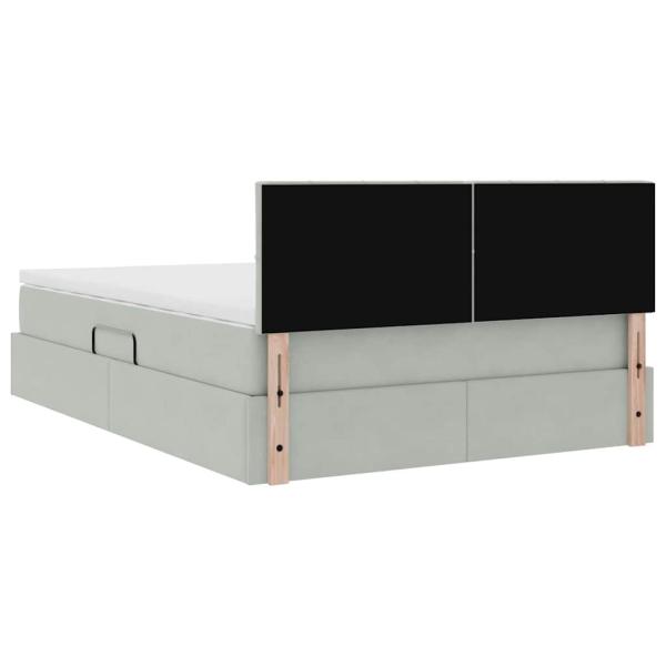 Bett mit LED-Lichtleisten Hellgrau 140 x 200 cm Samt