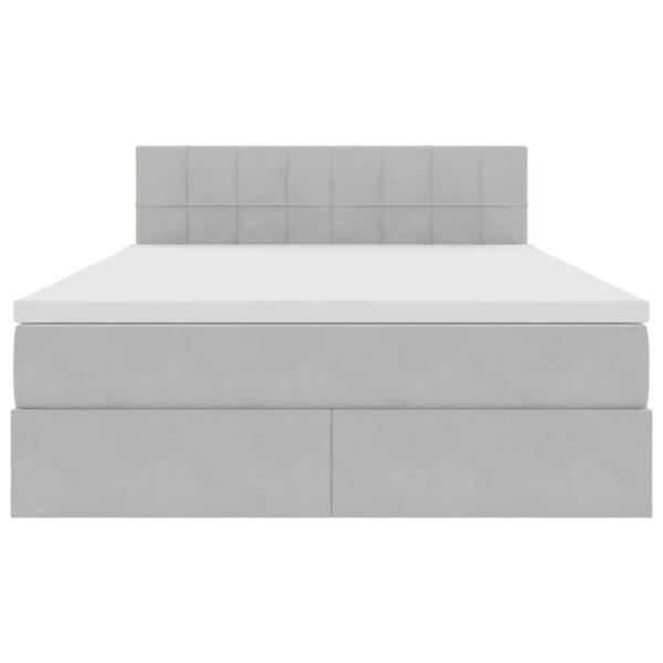 Bett mit LED-Lichtleisten Hellgrau 140 x 200 cm Samt