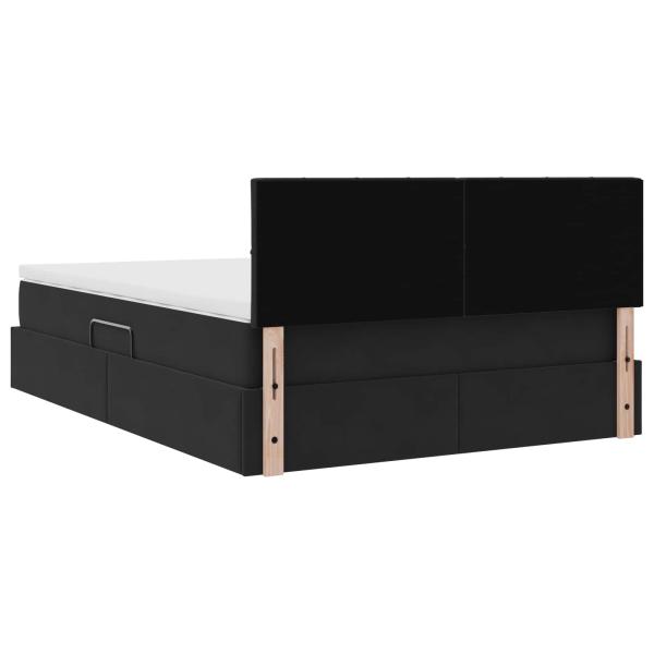 Bett mit LED-Lichtleisten Schwarz 140 x 200 cm Samt