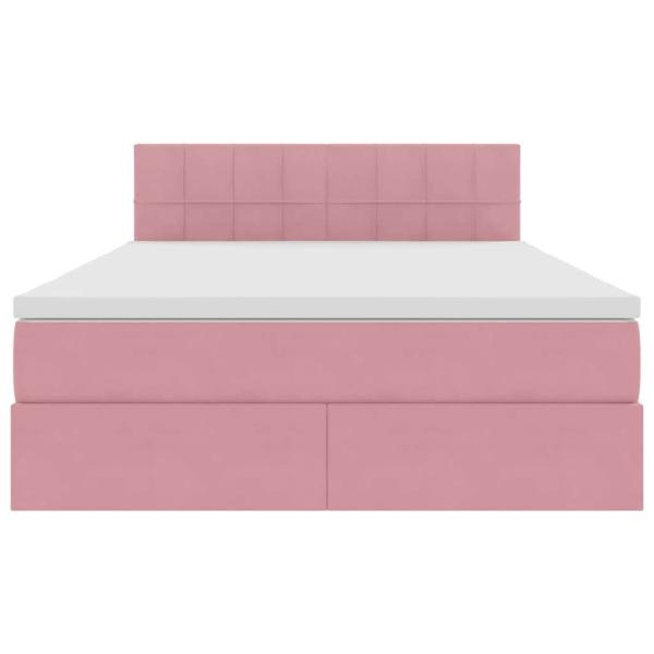 Bett mit LED-Lichtleisten mit Kopfteil Rosa 140 x 200 cm Samt