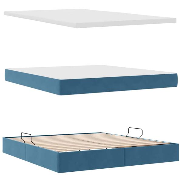 Bett mit LED-Lichtleisten Dunkelblau 180 x 200 cm Samt