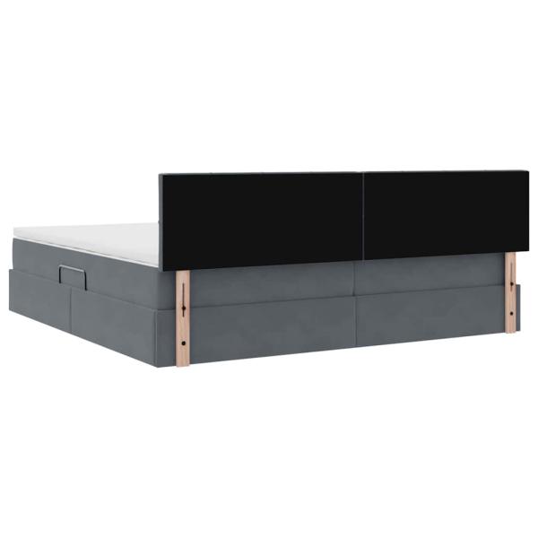 Bett mit LED-Lichtleisten Dunkelgrau 200 x 200 cm Samt