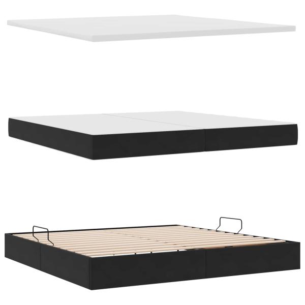 LED-Speicherbett mit Matratze Schwarz 200 x 200 cm Samt