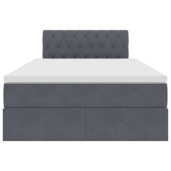 Bett mit LED-Lichtleisten Dunkelgrau 120 x 200 cm Samt