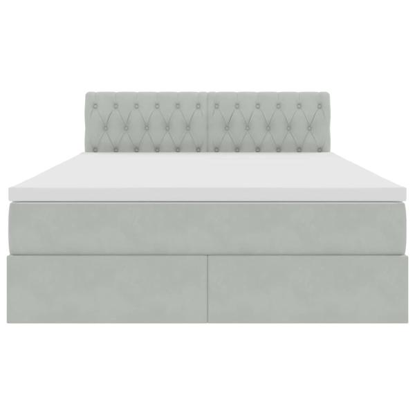 ARDEBO.de - Bett mit LED-Lichtleisten Hellgrau 140 x 190 cm Samt