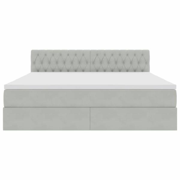 Bett mit LED-Lichtleisten Hellgrau 180 x 200 cm Samt