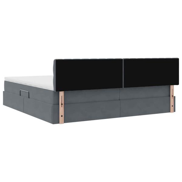 Bett mit LED-Lichtleisten Dunkelgrau 200 x 200 cm Samt