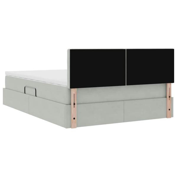Bett mit LED-Lichtleisten Hellgrau 140 x 190 cm Samt