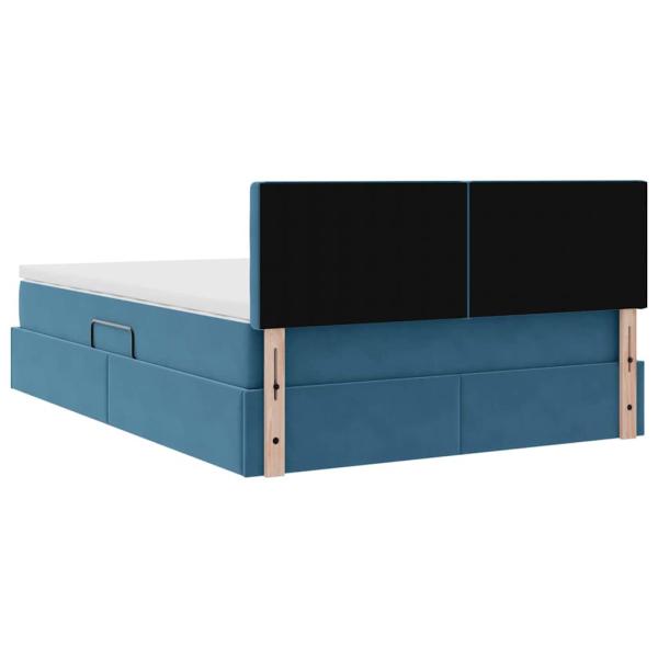 ARDEBO.de - Bett mit LED-Lichtleisten Dunkelblau 140 x 200 cm Samt