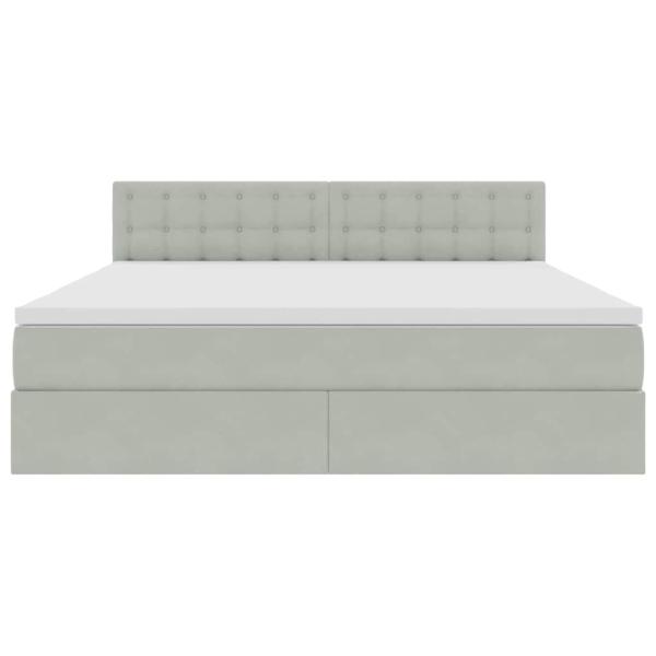 Bett mit LED-Lichtleisten Hellgrau 180 x 200 cm Samt