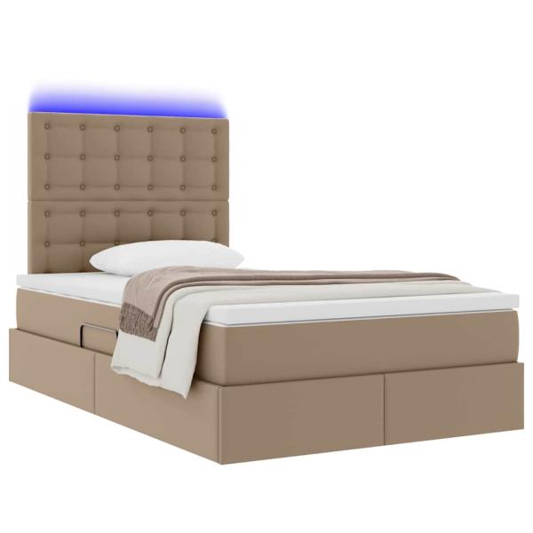 Bett mit LED-Lichtleisten Cappuccino 120 x 200 cm PVC