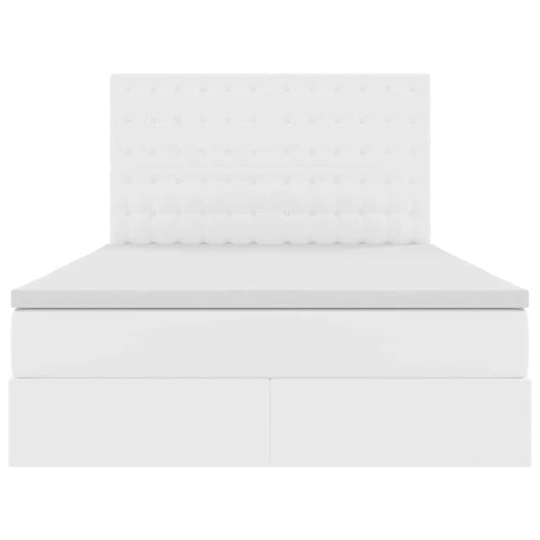 Bett mit LED-Lichtleisten Reinweiß 140 x 190 cm PVC