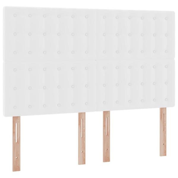 Bett mit LED-Lichtleisten Reinweiß 140 x 190 cm PVC