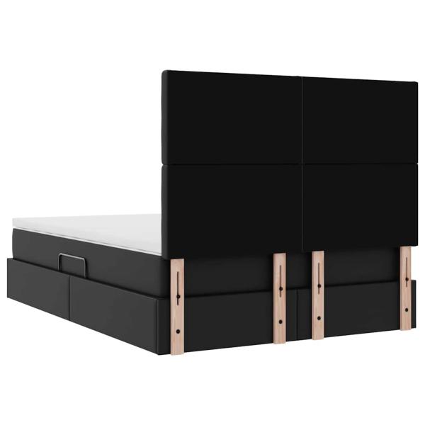 ARDEBO.de - Bett mit LED-Lichtleisten mit Kopfteil Schwarz 140 x 200 cm PVC