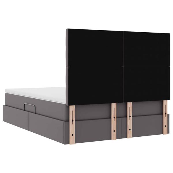 Bett mit LED-Lichtleisten mit Kopfteil Grau 140 x 200 cm PVC