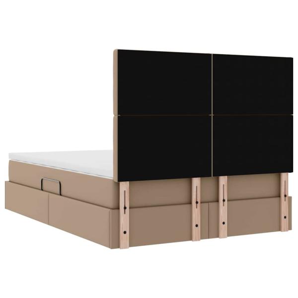 Bett mit LED-Lichtleisten Cappuccino 140 x 200 cm PVC