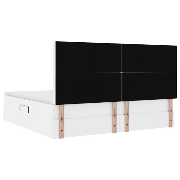 Bett mit LED-Lichtleisten Reinweiß 200 x 200 cm PVC