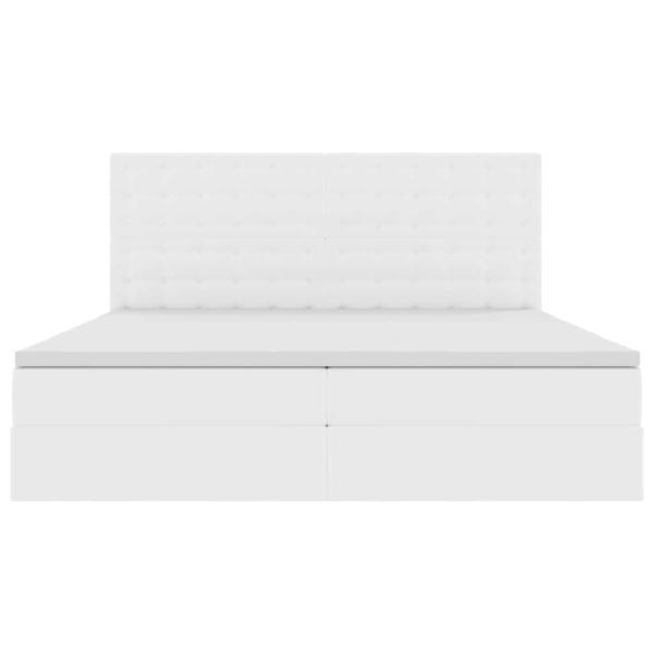 Bett mit LED-Lichtleisten Reinweiß 200 x 200 cm PVC