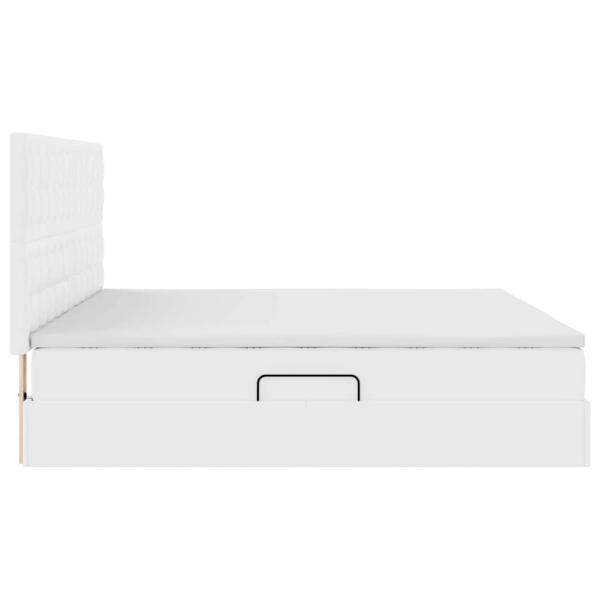 Bett mit LED-Lichtleisten Reinweiß 200 x 200 cm PVC