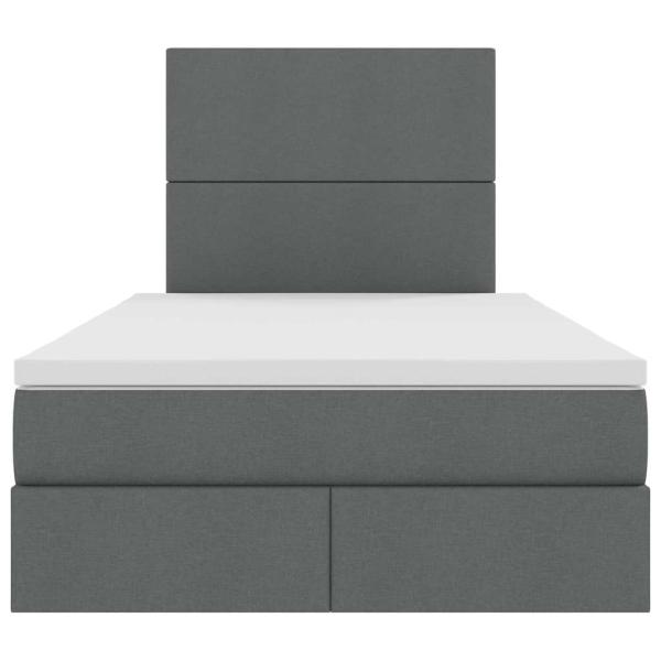 Bett mit LED-Lichtleisten Dunkelgrau 120 x 200 cm Stoff