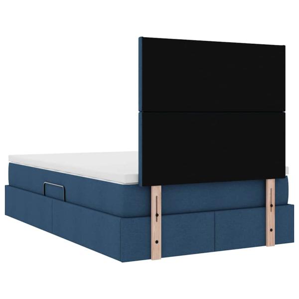 Bett mit LED-Lichtleisten mit Kopfteil Blau 120 x 200 cm Stoff