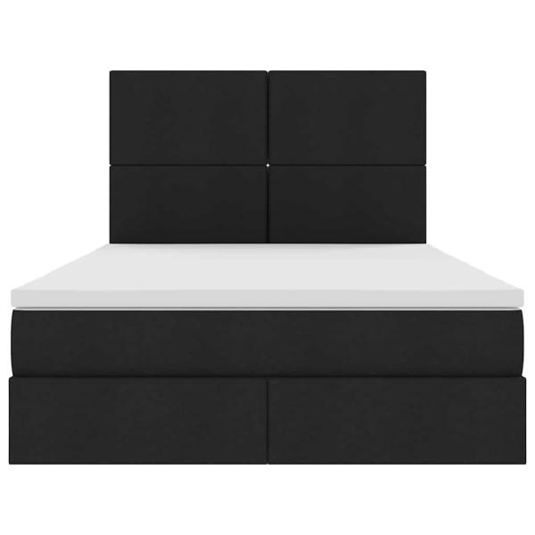 Bett mit LED-Lichtleisten Schwarz 140 x 190 cm Stoff