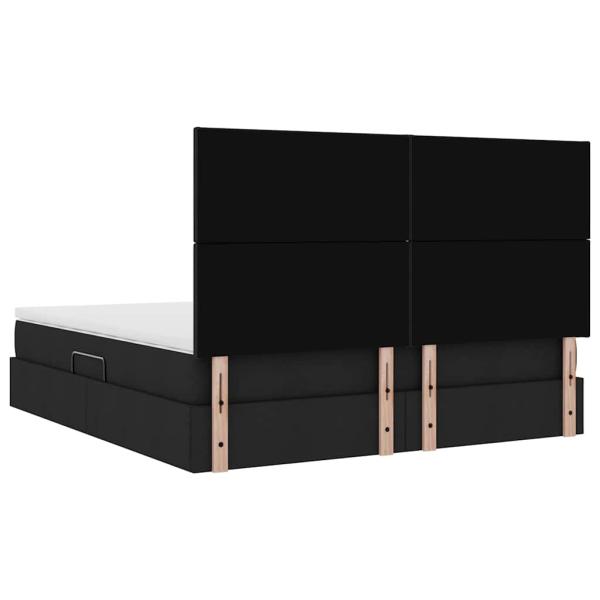 Bett mit LED-Lichtleisten Schwarz 180 x 200 cm Stoff