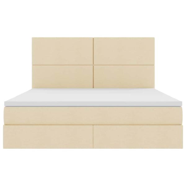 Bett mit LED-Lichtleisten mit Kopfteil Creme 180 x 200 cm Stoff