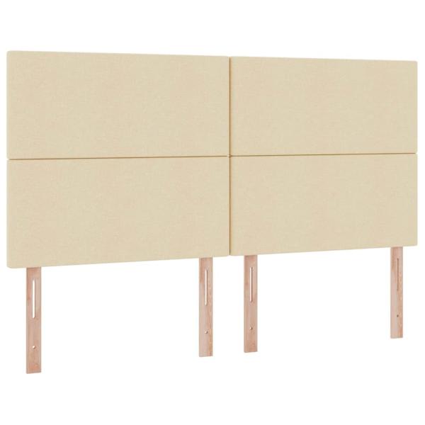 Bett mit LED-Lichtleisten mit Kopfteil Creme 180 x 200 cm Stoff