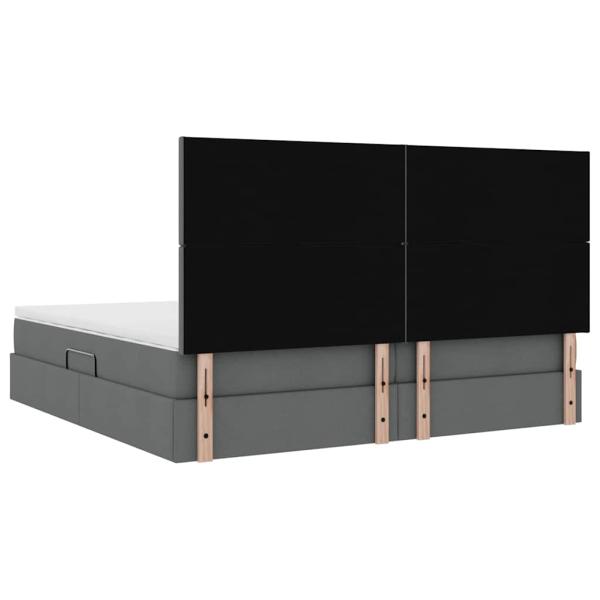 Bett mit LED-Lichtleisten Dunkelgrau 200 x 200 cm Stoff