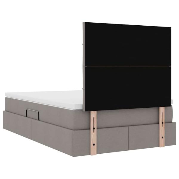 ARDEBO.de - Bett mit LED-Lichtleisten mit Kopfteil Taupe 120 x 200 cm Stoff