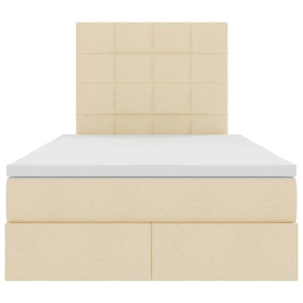 Bett mit LED-Lichtleisten mit Kopfteil Creme 120 x 200 cm Stoff