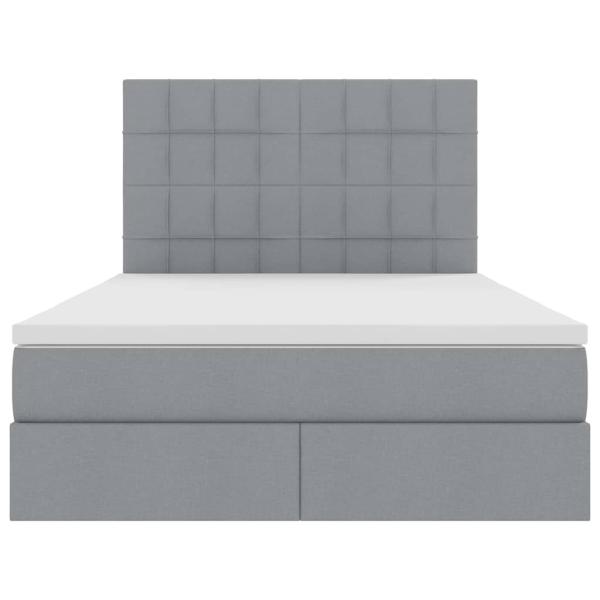 Bett mit LED-Lichtleisten Hellgrau 140 x 190 cm Stoff