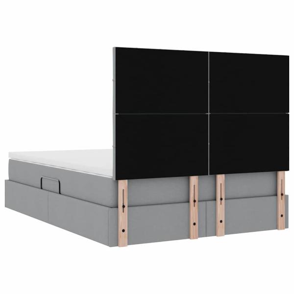 Bett mit LED-Lichtleisten Hellgrau 140 x 200 cm Stoff