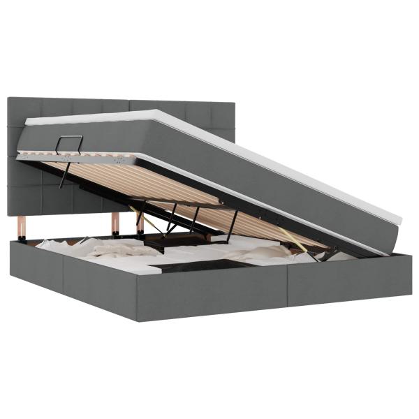 Bett mit LED-Lichtleisten Dunkelgrau 180 x 200 cm Stoff