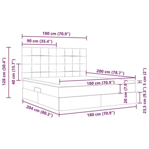 Bett mit LED-Lichtleisten mit Kopfteil Creme 180 x 200 cm Stoff