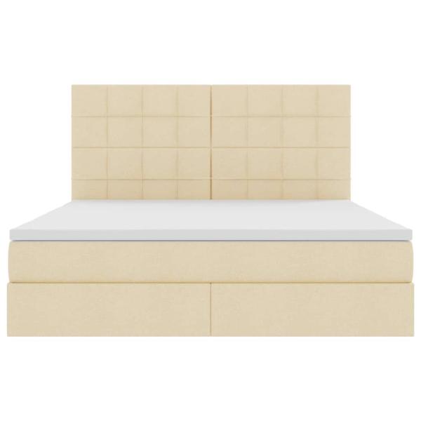 Bett mit LED-Lichtleisten mit Kopfteil Creme 180 x 200 cm Stoff