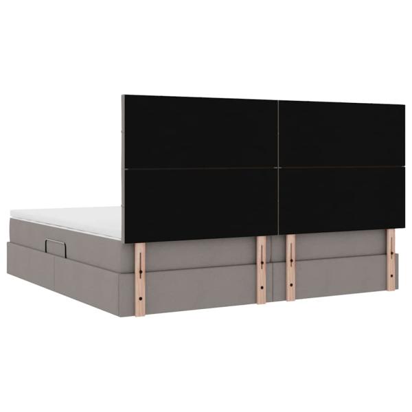 ARDEBO.de - Bett mit LED-Lichtleisten mit Kopfteil Taupe 200 x 200 cm Stoff