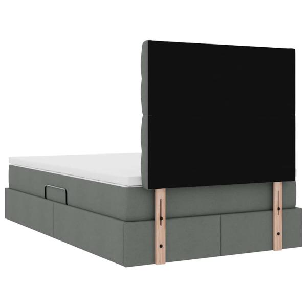 Bett mit LED-Lichtleisten Dunkelgrau 120 x 200 cm Stoff