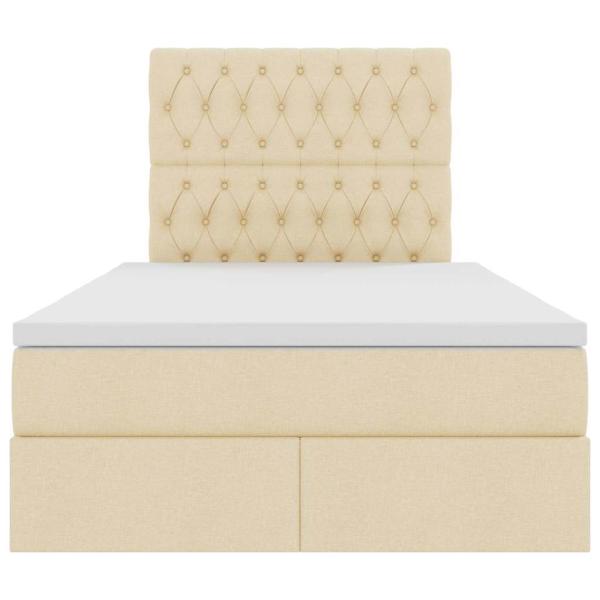 Bett mit LED-Lichtleisten mit Kopfteil Creme 120 x 200 cm Stoff