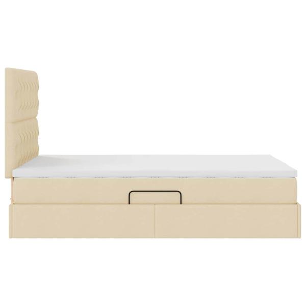 Bett mit LED-Lichtleisten mit Kopfteil Creme 120 x 200 cm Stoff