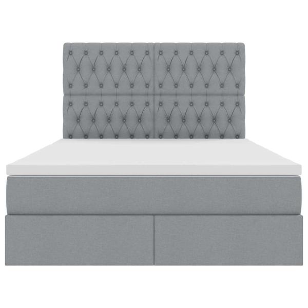 Bett mit LED-Lichtleisten Hellgrau 140 x 190 cm Stoff