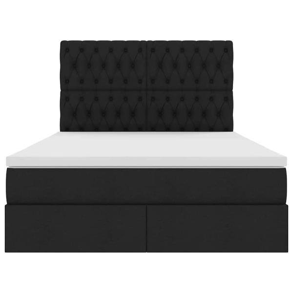 Bett mit LED-Lichtleisten Schwarz 140 x 190 cm Stoff